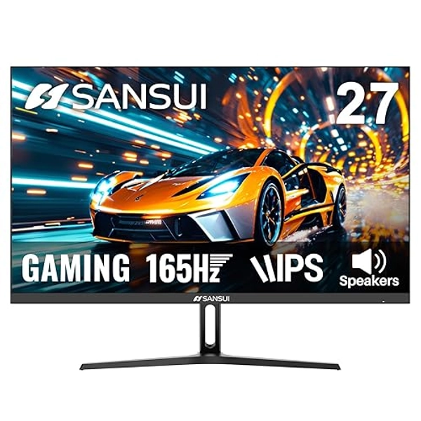 SANSUI 27 Inch Gaming Monitor 165Hz,Computer Monitor with Speakers,DP1.4 * 1,HDMI2.1 * 2 Ports, FHD 1080P 110% sRGB VESA Support Eye Cares (HDMI Cable Included ES-G27F2S)