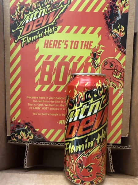 Mountain Mtn Dew Flamin' Flaming Hot Limited Edition ORIGINAL  16oz Can
