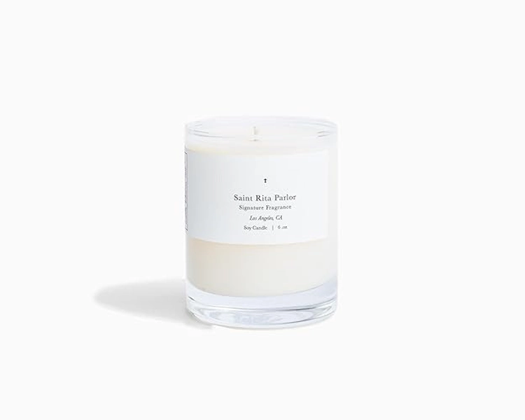 Saint Rita Parlor Luxury Scented Candle – Aesthetic Soy Candle with Notes of Whiskey, Tobacco & Rose, Long Burning, Clean Ingredients, Hand-Poured in The USA, 6oz – Signature Fragrance