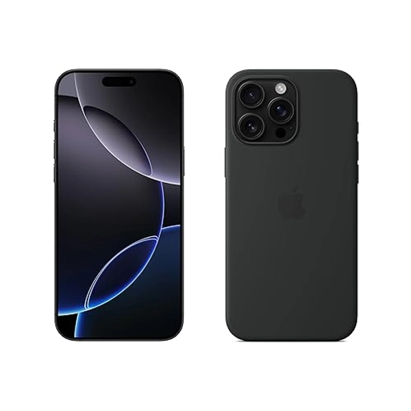 Apple iPhone 16 Pro Max (256 Go) - Titane Noir + Coque Transparente avec MagSafe - Noir