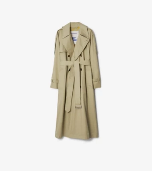 Long Gabardine Castleford Trench Coat in Hunter - Women, Cotton Gabardine | Burberry® Official