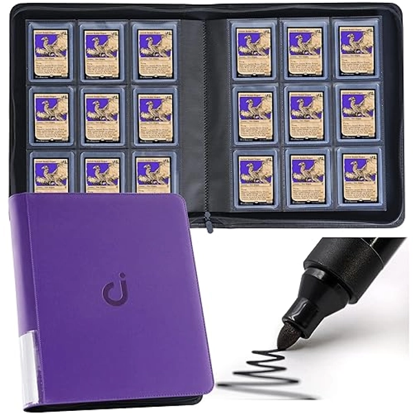 Top Loader Binder, Holds 288 Top Loaders - 9-Pocket Toploader Binder for 3" x 4" Rigid Card Holders for Trading Cards or Sports Cards, Model A - Classic Purple - Classic Purple