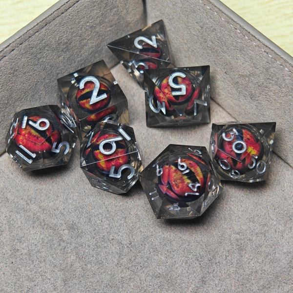 Beholder&#39;s Eyes DnD Dice for Gift, 7 Piece D&D Sharp Edge Resin Dice, Dungeons and Dragons Dice Set, Dragon Eye Liquid Core D and D Dice Set