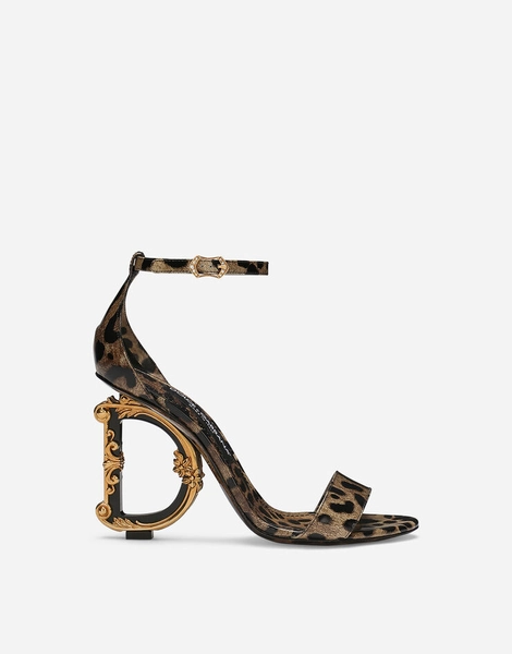 Printed polished calfskin Baroque DG sandals in Animal Print for Women | Dolce&Gabbana® US