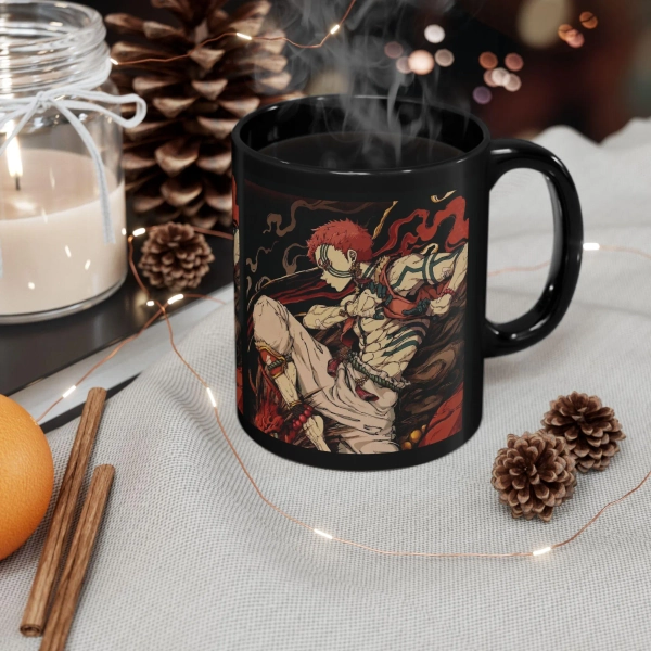 Anime Mug, Demon Slayer Akaza Coffee Cup, Japanese Manga Otaku Gift, Ceramic Tea Mug, Gift for Fans, Anime