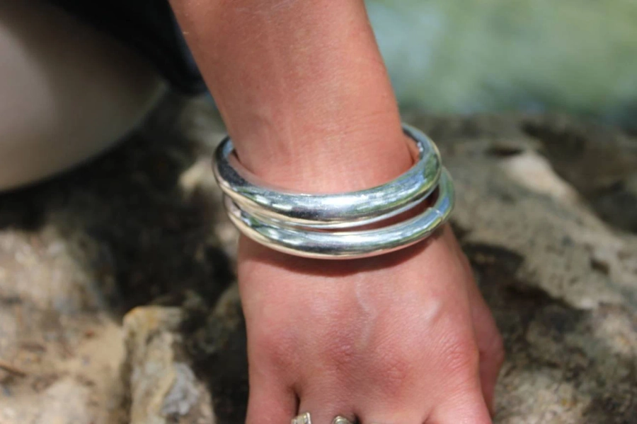 Chunky gold bracelet, Rigid circle bracelet, Solid silver bracelet, Tribal bracelets, Tribal fusion, Ethnic bracelet