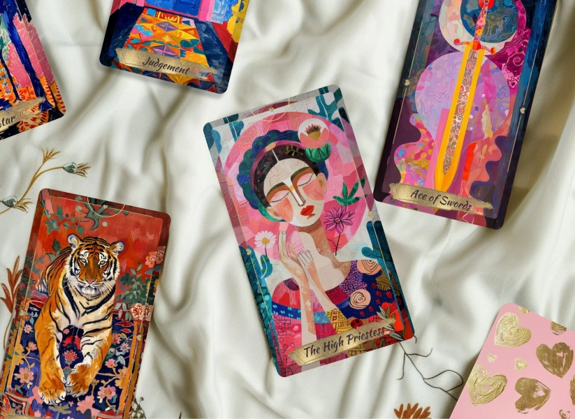 Oasis Illusion Tarot Deck, Tarot Deck, Tarot Deck with Guidebook, 78 Card Tarot Cards, Tarot Deck with Gold Edges