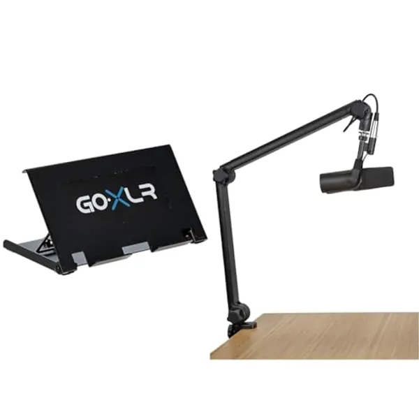 TC-Helicon Go XLR Desk Stand & Gator Frameworks Deluxe Broadcast Microphone Boom Stand with 10' XLR Cable, Black