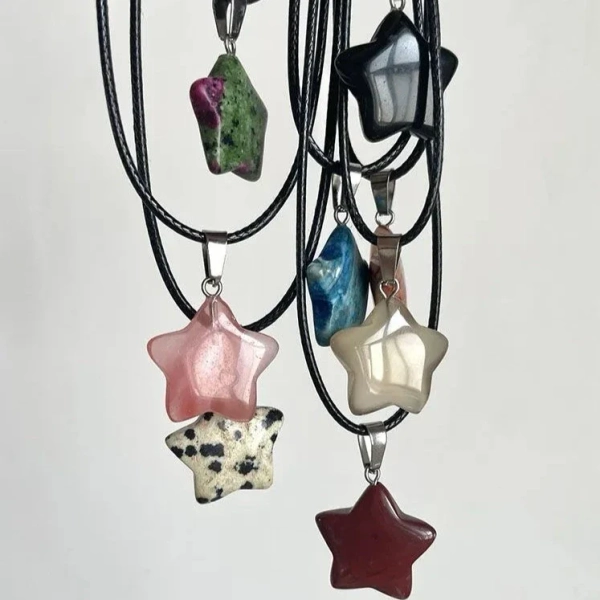 90's / Y2K Natural Stone Star Pendant Necklace Jewelry Gift