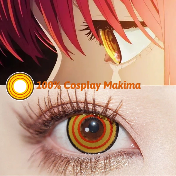 2 piezas de lentes de contacto de Color Colorcon, lentes de contacto amarillas anuales con graduación, envío gratis, Makima Cosplay - AliExpress 66