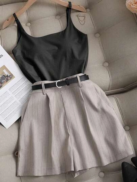 Rafferiza French Casual Versatile Striped Loose Cargo Wide Leg Shorts Bermuda Pants, Women Spring/Summer