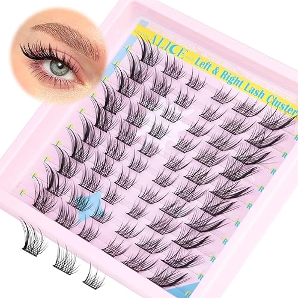 ALICE Natural Lash Clusters DIY Lash Extensions Eyelash Extensions Wispy 3D Cat Eye Eyelash Clusters Left & Right C Curl Individual Lashes