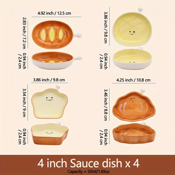 sauce dishes cute bread shaped salad/ketchup/sauce plates - Temu New Zealand