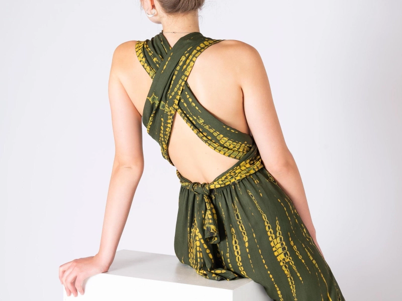 PANASIAM Infinity Jumpsuit – Elegant Women’s Tie-Dye Jumpsuit Wide-Leg Wrap Pants Skirt Romper Neckholder Overall - Party Vacation Wedding