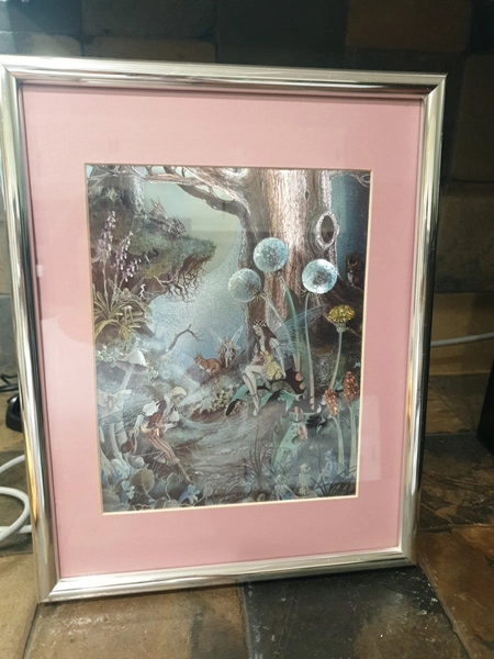 Vintage Fantasy 1989 Dufex Foil Art Print - Fairies - The First Meeting Framed 