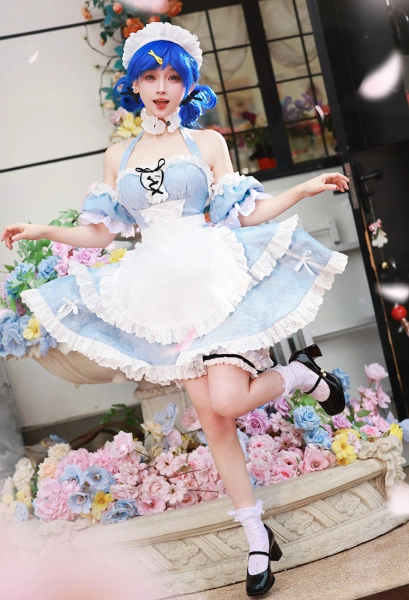 Mermaid Melody Pichi Pichi Pitch Hanon Hosho Cosplay Costume Maid Dress with Apron Sleeves