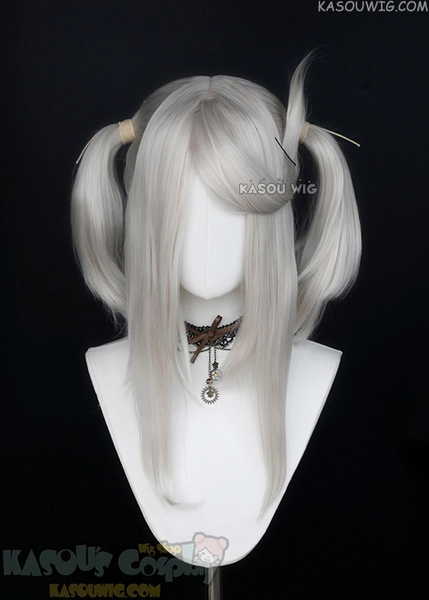 M-2/ SP05 ┇ 50CM / 19.7" pearl white pigtails base wig with long bangs.