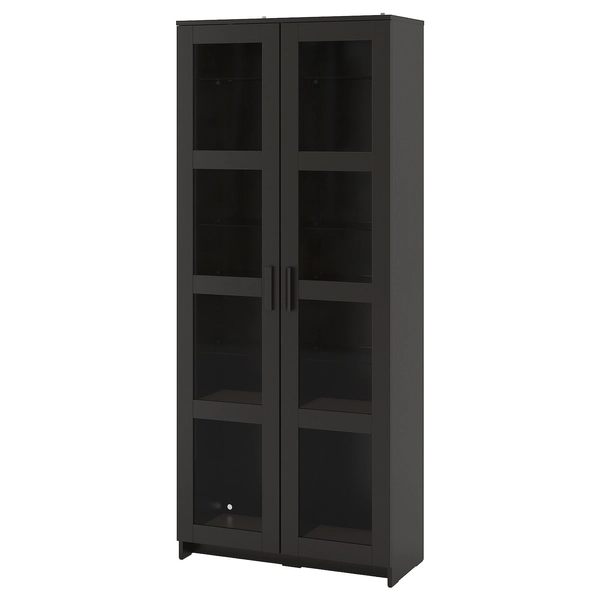 BRIMNES Glass-door cabinet - black 