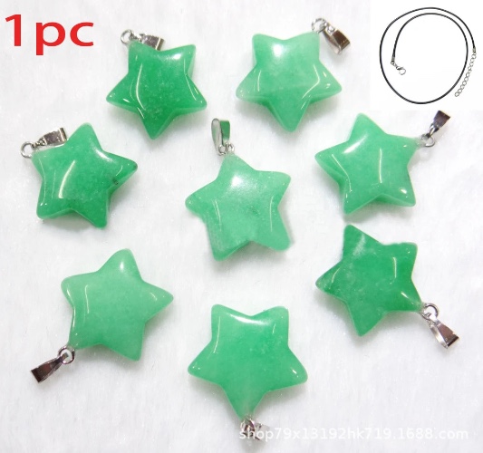 90's / Y2K Natural Stone Star Pendant Necklace Jewelry Gift - emerald green