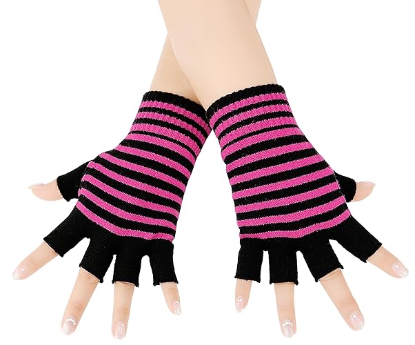 Bienvenu Unisex Stretchy Fingerless Hand Warmer Skeleton Gloves - Fuchsia