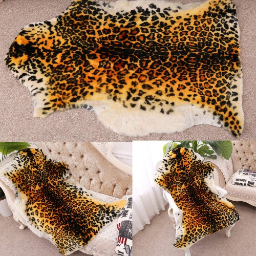 Area Rug Chic Style Tiger Leopard Printed Australia Sheepskin Rug Soft Plush Eco-Friendly Rug Fits Perfectly in Living Room/Bed Room or as a Couch Decor One Pelt(75cmx110cm (29.5x43.3Inch, Leopard) - Leopard