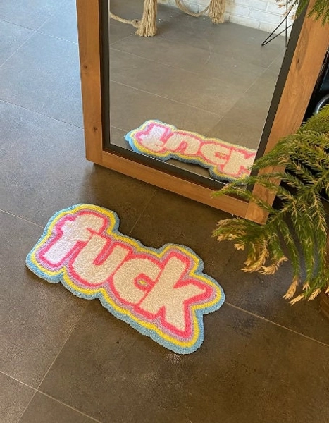 Fuck Colorful Tufted Rug / %100 Handmade