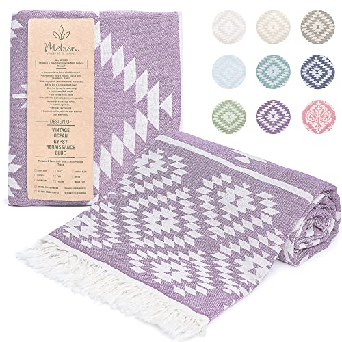 Mebien touche de la nature Turkish Towels Beach Towels Oversized (35”x67”) Beach Towels for Adults Quick Dry and Sand Free Beach Towel Beach Blanket 100% Cotton Turkish Towel - Lilac Purple - Vintage Lilac