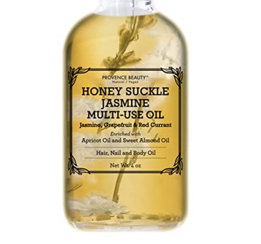 Provence Multi-Use Face, Body & Hair Oil - Hydrates Skin, Restores Shine - With Apricot, Coconut Oil & Vitamin E - 4 Fl Oz - Honey Suckle Jasmine