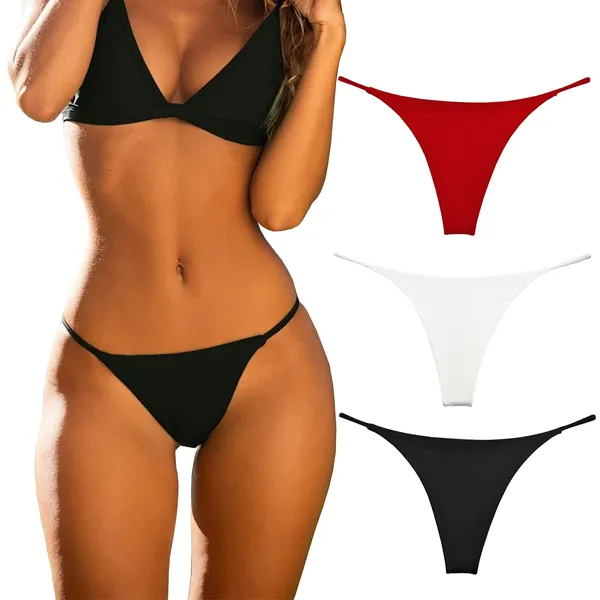 Cotton Thongs - Black/Red/White
