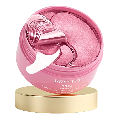BREYLEE Rose Eye Mask– 60 Pcs, Under Eye Patches,Eye Patches For Puffy Eyes,Hydrates, Improves And Firms The Eye Area, Suitable For Both Women And Men. - Pink