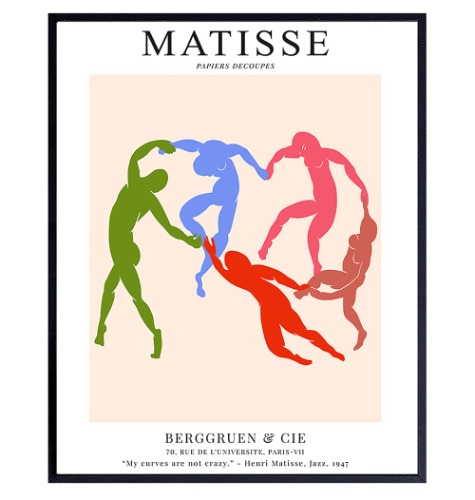 Matisse Wall Art & Decor - Minimalist Wall Art - Mid Century Modern Decor - Henri Matisse Poster Print - The Impressionists Abstract Art - Aesthetic Pictures - Gallery Wall Art - Museum Poster 8x10 - 
