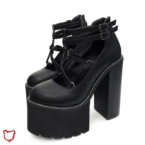 Gothic Black Chunky Shoes - black shoes / 5.5