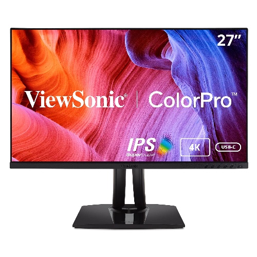 ViewSonic VP2756-4K 27 Inch Premium IPS 4K Ergonomic Monitor with Ultra-Thin Bezels, Color Accuracy, Pantone Validated, HDMI, DisplayPort and USB Type C for Professional Home and Office - 