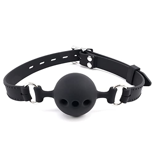 Breathable Silicone Sex Ball Gag for SM Games, Bondage Restraints Silicone Sex Toys SM Gag Muzzles (Small, Black) - Small - Black