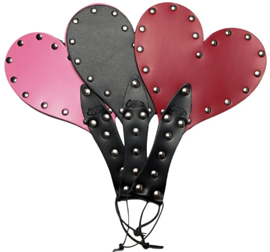 Leather Heart Spanking Paddle - Black Paddle