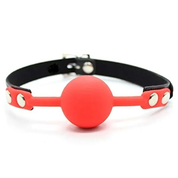 Bondage Masters Fantasy and Fetish Silicone Ball Slave Sub Gag, Red