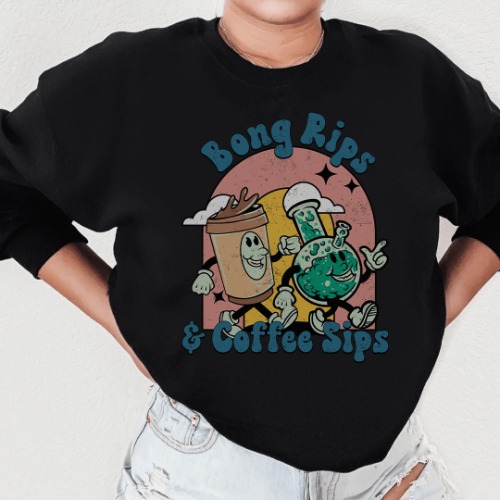Bong Rips & Cotton Sips Sweatshirt - Black / S