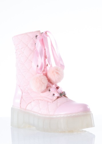 Pink Puffer Combat Boot 