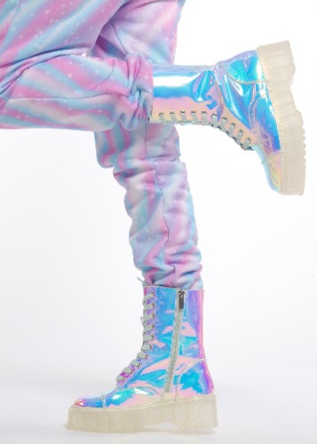 Multi Color Iridescent Combat Boot