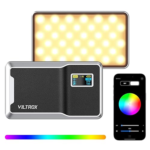 VILTROX 6000mAh RGB Video Light, Bluetooth Control On Camera Video Light, All Metal RGB Portable LED Photography Lighting, Led Camera Light Panel for Video Recording (Retro 08X) - Retro 08X