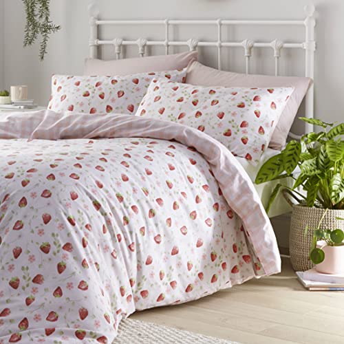 HOMEMAKER BEDDING Duvet Cover Bed Quilt Set Pillow Cases Strawberry Print (Double) - Double