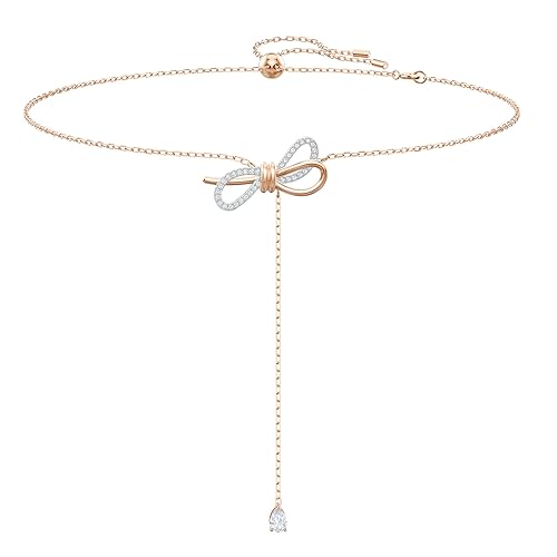 Swarovski Lifelong Bow Necklace and Bracelet Jewelry Collection, Clear Crystals, Rhodium Finish - Y Necklace