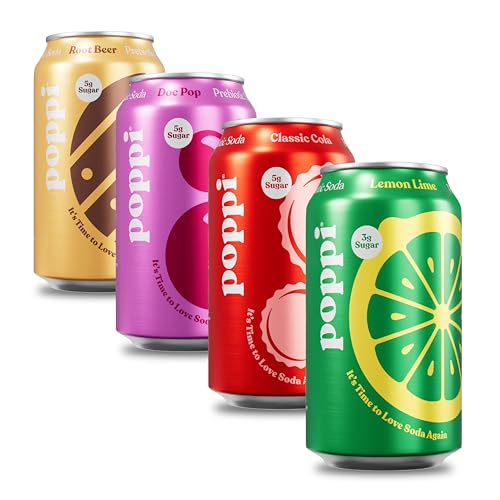 POPPI Sparkling Prebiotic Soda, Beverages w/Apple Cider Vinegar, Seltzer Water & Fruit Juice, Classics Variety Pack, 12oz (12 Pack) (Packaging May Vary) - (Variety) The Classics - 12 Fl Oz (Pack of 12)