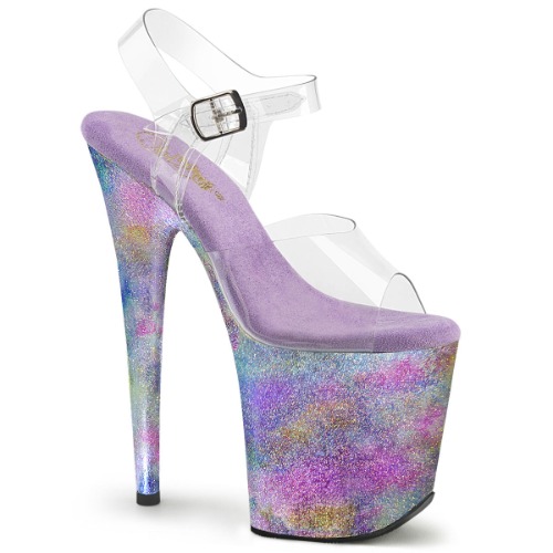 Pleaser Flamingo-808NEB | Clear/Lavender Multi Metallic / 7