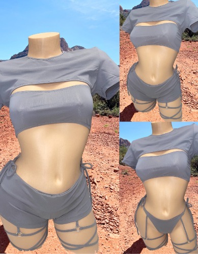 Stone grey bikini shorts bikini set | Small/medium