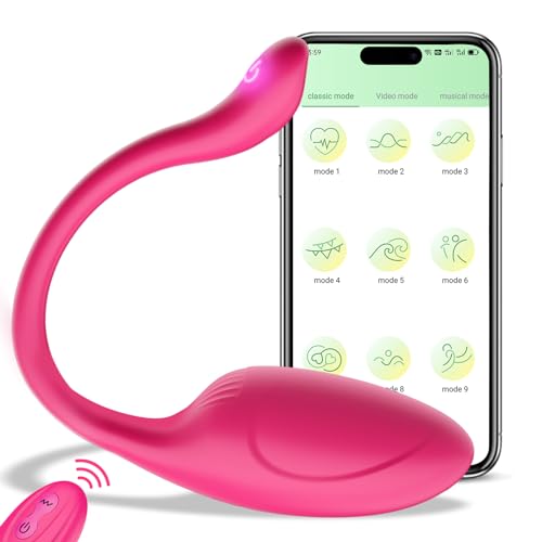 APP Remote Control G-spot Panty Vibrator, Pink Fun Long Distance Bluetooth Wearable, Rechargerable Adult Sex Toys More Than 10 Vibrations for Women and Couple, Female Toy - Rose Red