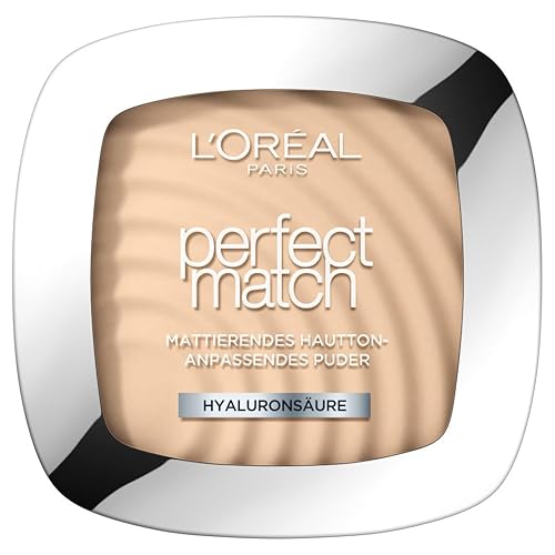 L'Oréal Paris Puder Make up, Mattierendes Kompaktpuder mit LSF 8, Inkl. Spiegel und Schwamm, Perfect Match Puder, Nr. 1.R/1.C Rose Ivory, 9 g - 1.R/1.C Rose Ivory - 9 g (1er Pack)