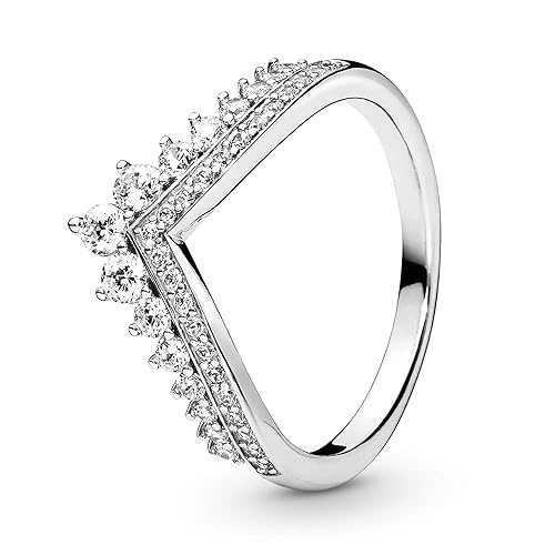 PANDORA Wishbone-Ring Prinzessinnen-Tiara, Sterlingsilber, mit klarem Cubic Zirkonia - 48