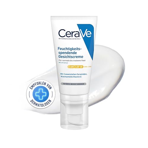CeraVe Feuchtigkeitsspendende Gesichtscreme mit hydratisierende Tagescreme mit Lichtschutz für normale bis trockene Haut - 52 ml (1er Pack)