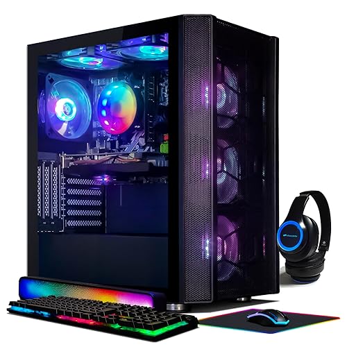 STGAubron Desktop PC, Intel Core i7 up to 3.9G, GeForce RTX 3060 12G GDDR6, 32G, 1TB SSD, WiFi, BT 5.0, RGB Fanx6, RGB Keybaord, RGB Mouse, Mouse Pad, RGB Bluetooth Sound Bar, RGB BT Gaming Mic W1 - RTX 3060